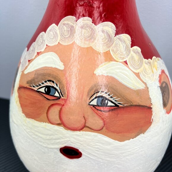 Hand Painted Santa Claus LARGE Gourd Christmas Folk Art 16” Tall Unique Rustic - Picture 2 of 13